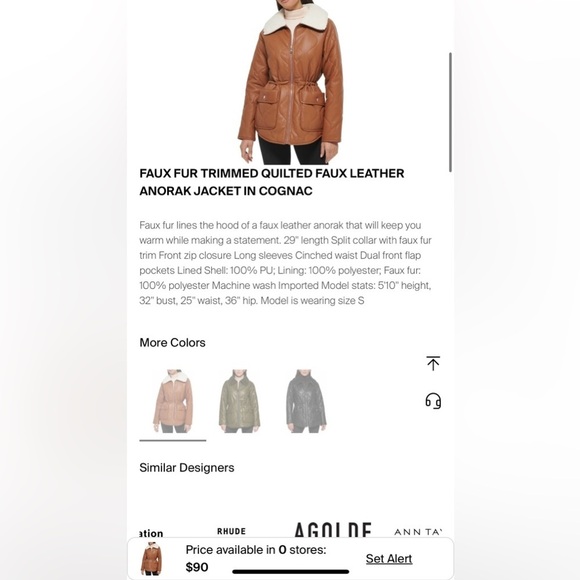 Kenneth Cole faux fur quilted faux leather jacket-medium NWOT - Picture 10 of 10